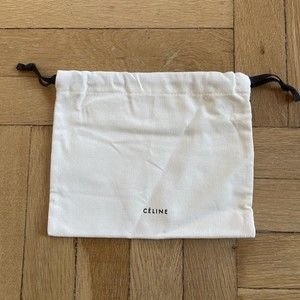 CELINE Dust Bag Drawstring Pouch  White 9.5”w x 8”h